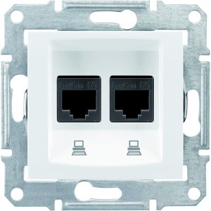 Розетка компьютерная двойная RJ45 кат. 5e UTP белая SEDNA SDN4400121